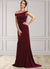 Leia Trumpet/Mermaid Off-the-Shoulder Sweep Train Velvet Mother of the Bride Dress With Ruffle 126P0014988