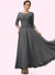 Aurora A-Line Scoop Neck Ankle-Length Chiffon Lace Mother of the Bride Dress With Ruffle 126P0014990