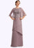 Celeste A-Line Scoop Neck Floor-Length Chiffon Lace Mother of the Bride Dress With Sequins Cascading Ruffles 126P0014991