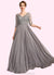 Payton A-Line V-neck Floor-Length Chiffon Lace Mother of the Bride Dress With Sequins 126P0014999