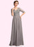 Payton A-Line V-neck Floor-Length Chiffon Lace Mother of the Bride Dress With Sequins 126P0014999