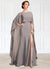 Anahi Sheath/Column Scoop Neck Sweep Train Chiffon Mother of the Bride Dress With Split Front 126P0015000