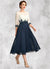 Rebekah A-Line Scoop Neck Tea-Length Chiffon Lace Mother of the Bride Dress 126P0015002