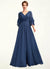 Kylie A-Line V-neck Floor-Length Chiffon Mother of the Bride Dress With Cascading Ruffles 126P0015003