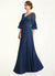Kylie A-Line V-neck Floor-Length Chiffon Mother of the Bride Dress With Cascading Ruffles 126P0015003