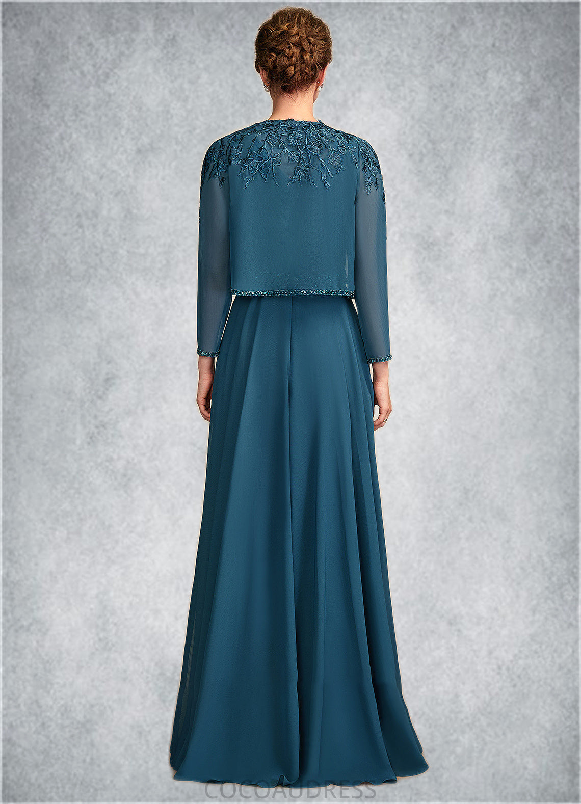 Imani A-Line V-neck Floor-Length Chiffon Lace Mother of the Bride Dress With Beading Sequins 126P0015004