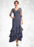 Arely Trumpet/Mermaid V-neck Asymmetrical Chiffon Lace Mother of the Bride Dress With Sequins Cascading Ruffles 126P0015007
