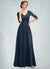 Paisley A-Line V-neck Floor-Length Chiffon Lace Mother of the Bride Dress With Sequins Split Front 126P0015014