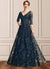 Taniyah A-Line V-neck Floor-Length Lace Mother of the Bride Dress With Sequins 126P0015015