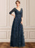 Taniyah A-Line V-neck Floor-Length Lace Mother of the Bride Dress With Sequins 126P0015015