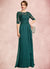 Everleigh A-Line Scoop Neck Floor-Length Chiffon Lace Mother of the Bride Dress With Beading Sequins Cascading Ruffles 126P0015027