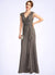 Charlotte A-Line V-neck Floor-Length Chiffon Lace Mother of the Bride Dress With Beading Sequins Cascading Ruffles 126P0015030