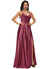 Laney A-line V-Neck Floor-Length Satin Prom Dresses P0022197