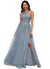 Zoe A-line One Shoulder Floor-Length Tulle Prom Dresses With Appliques Lace Sequins P0022200