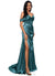 Lorna Trumpet/Mermaid V-Neck Sweep Train Stretch Satin Prom Dresses With Beading Rhinestone Sequins P0022213
