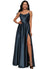 Makena A-line Cowl Floor-Length Stretch Satin Prom Dresses P0022216