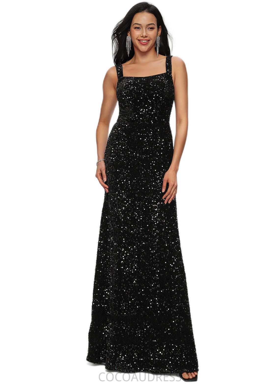 Isabelle Sheath/Column Scoop Floor-Length Sequin Prom Dresses P0022228
