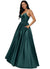 Elliana Ball-Gown/Princess V-Neck Floor-Length Satin Prom Dresses With Pleated P0022230