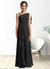 Tanya A-Line Bow Chiffon Floor-Length Junior Bridesmaid Dress black COAP0022850