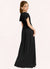 Ellie A-Line Ruched Mesh Floor-Length Junior Bridesmaid Dress black COAP0022857