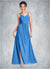 Krystal Pleated Mesh Floor-Length Junior Bridesmaid Dress Blue Jay COAP0022861