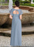 Bella A-Line Ruched Chiffon Floor-Length Junior Bridesmaid Dress dusty blue COAP0022872