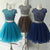 Cap Sleeve Organza A Line Homecoming Dresses Two Pieces Celeste Pleated Rhinestone Round Neck