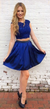 Cap Sleeve Pleated Appliques Two Pieces Satin Homecoming Dresses Shania Royal Blue A Line Short