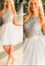Halter Sleeveless A Line Chiffon Two Pieces Homecoming Dresses Gertrude White Beading