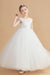 Cap Sleeves Ivory Tulle Flower Girl Dresses With Bow-Knot