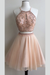 Two Piece A Line Tulle Appliqued Beaded Short Homecoming Dresses