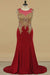 Plus Size Prom Dresses Scoop Mermaid Spandex With Applique Sleeveless Burgundy/Maroon