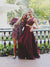 Red Chiffon A-Line Two Piece Sleeveless V-neck Floor-Length Long Prom Dresses with Lace